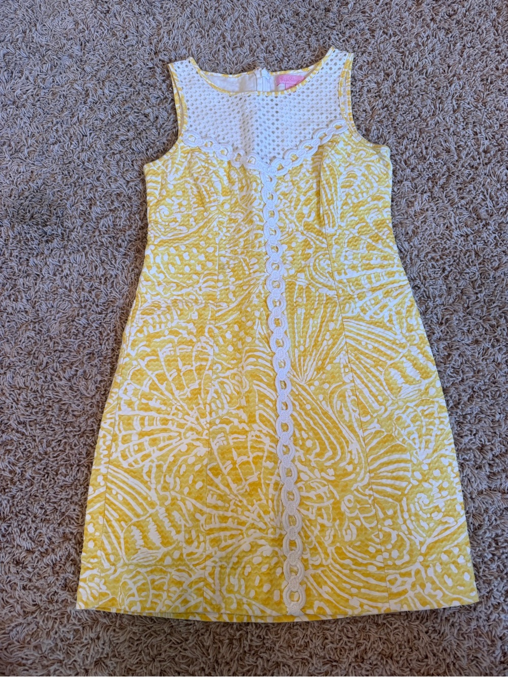 Lilly Pulitzer Yellow and White Sleeveless Shift Dress